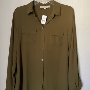 Loft Sheer Long Sleeve Blouse